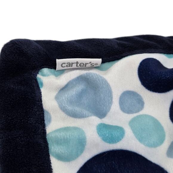 Carters Whale Security Blanket Lovey Blue Polka Dot Baby Comfort Plush 14x14 - Picture 8 of 8